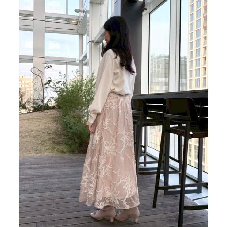 【通勤】ラメ刺繍ブークレチュールスカート | Couture brooch | 詳細画像33 