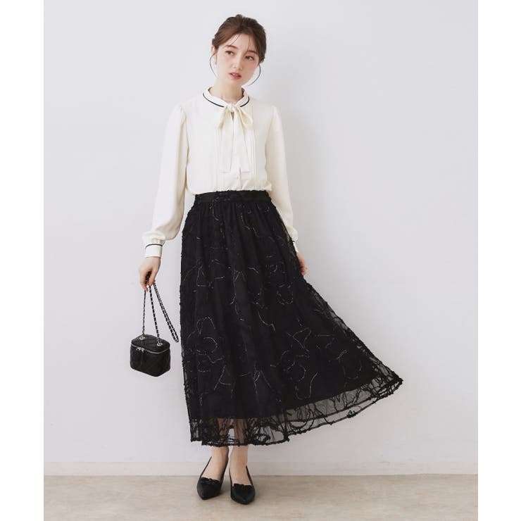 配色タックタイブラウス | Couture brooch | 詳細画像6 