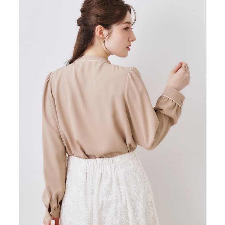 配色タックタイブラウス | Couture brooch | 詳細画像14 