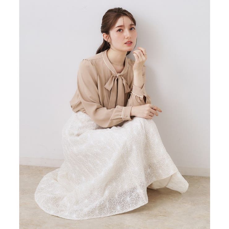 配色タックタイブラウス | Couture brooch | 詳細画像18 