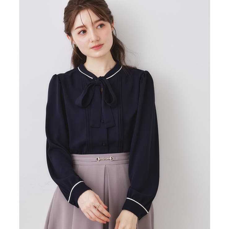 配色タックタイブラウス | Couture brooch | 詳細画像20 