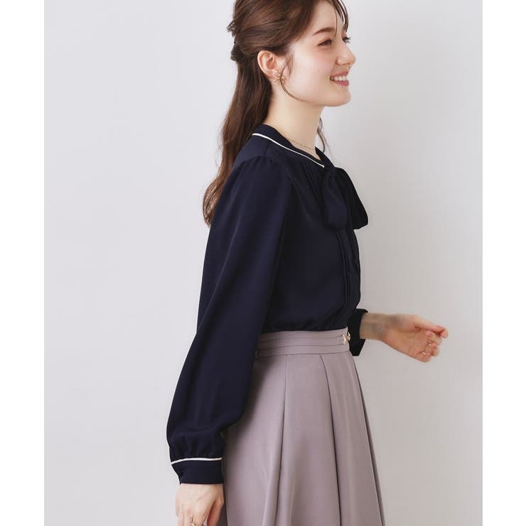 配色タックタイブラウス | Couture brooch | 詳細画像21 