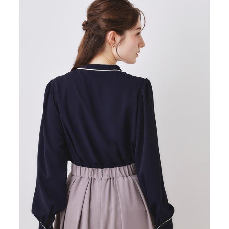 配色タックタイブラウス | Couture brooch | 詳細画像22 