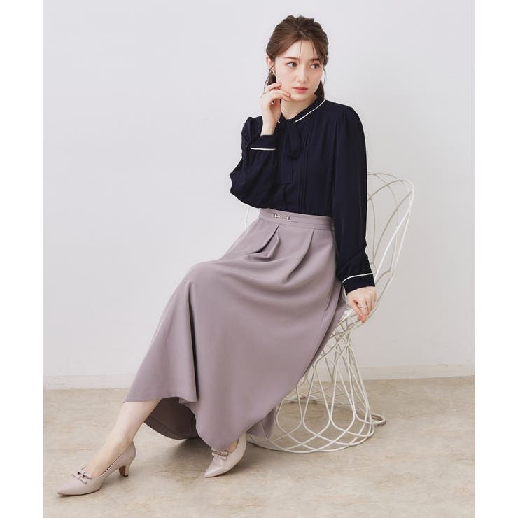 配色タックタイブラウス | Couture brooch | 詳細画像25 