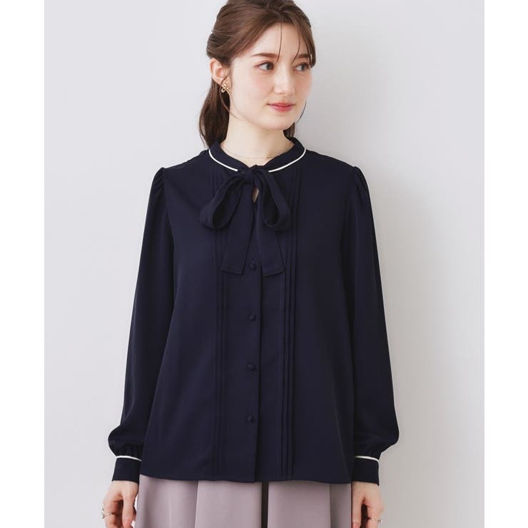 配色タックタイブラウス | Couture brooch | 詳細画像27 