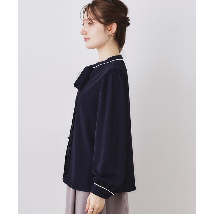 配色タックタイブラウス | Couture brooch | 詳細画像28 