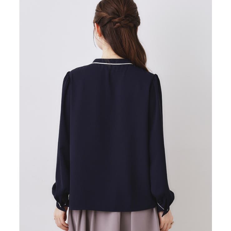 配色タックタイブラウス | Couture brooch | 詳細画像29 