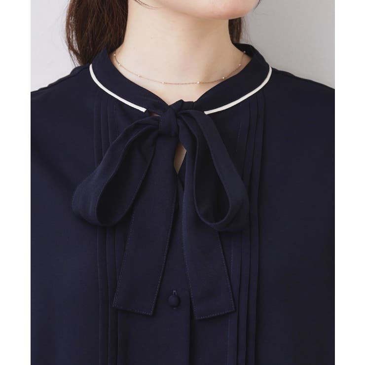 配色タックタイブラウス | Couture brooch | 詳細画像30 