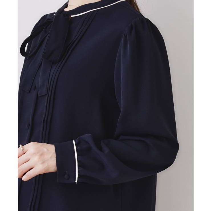 配色タックタイブラウス | Couture brooch | 詳細画像31 