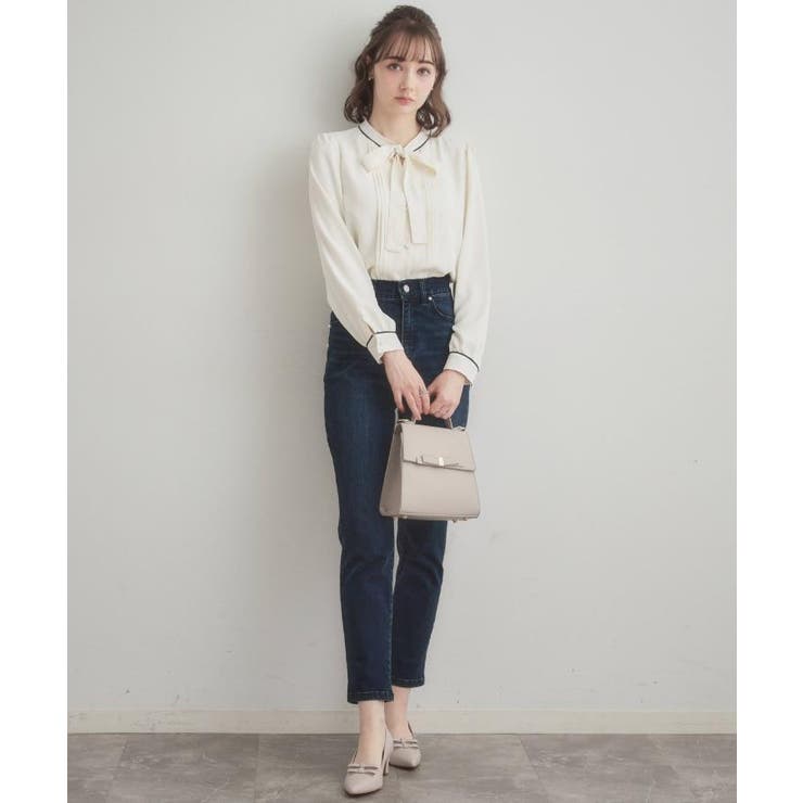 配色タックタイブラウス | Couture brooch | 詳細画像9 