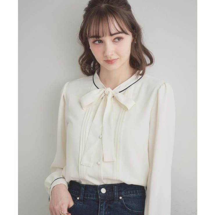 配色タックタイブラウス | Couture brooch | 詳細画像10 