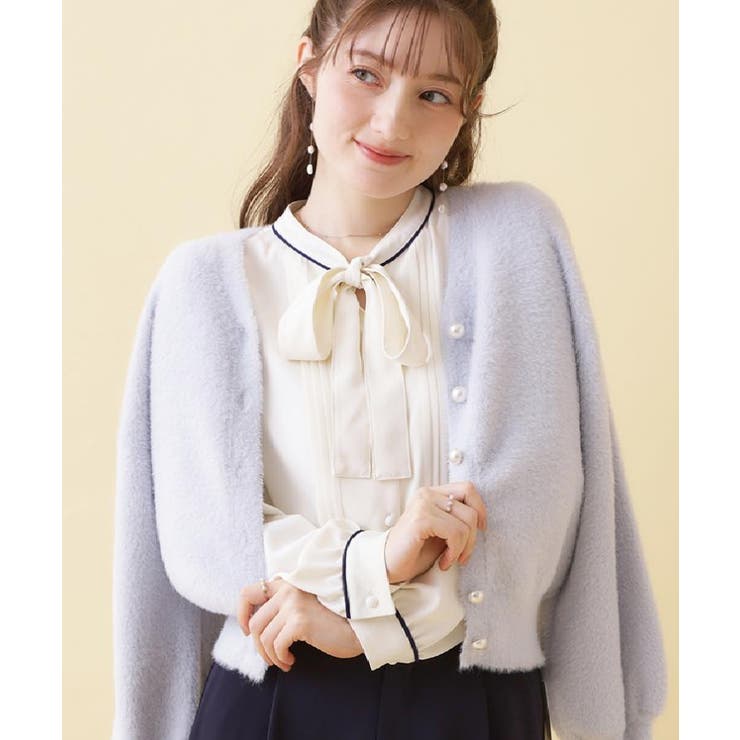 【ハレの日・通勤】配色タックタイブラウス | Couture brooch | 詳細画像14 