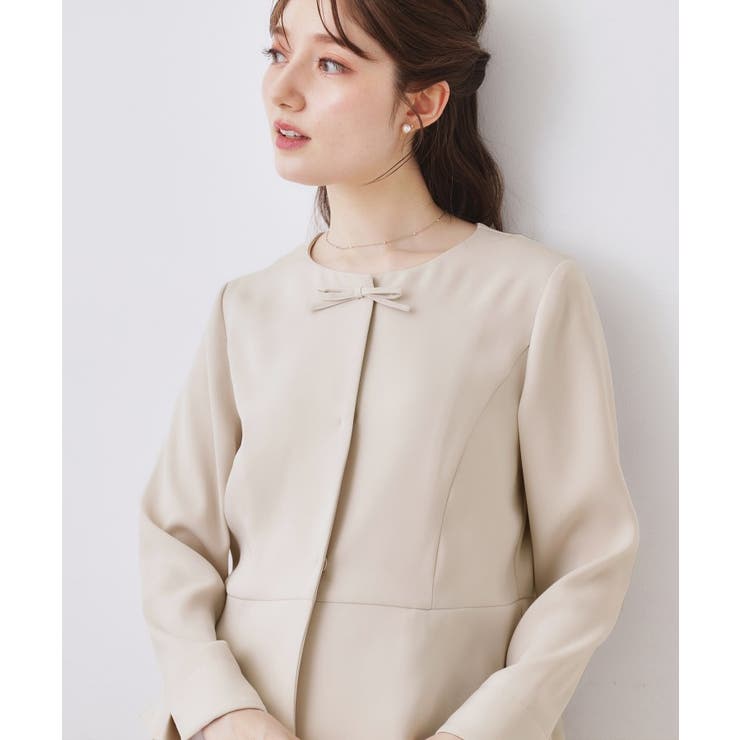 リボンデザイン羽織りペプラムブラウス | Couture brooch | 詳細画像1 