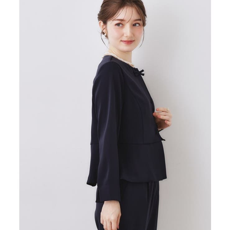 リボンデザイン羽織りペプラムブラウス | Couture brooch | 詳細画像9 