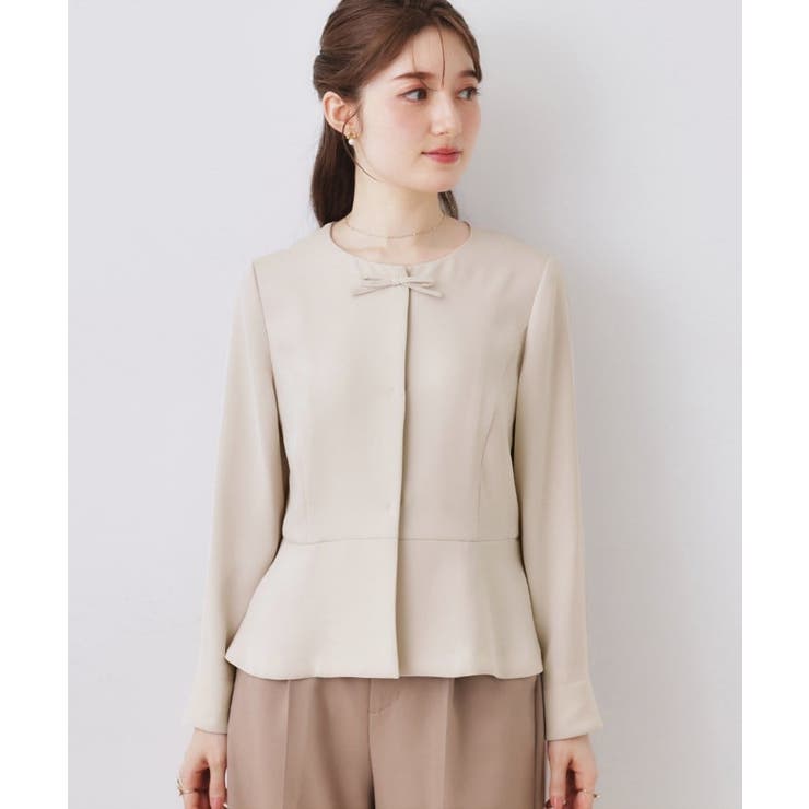 リボンデザイン羽織りペプラムブラウス | Couture brooch | 詳細画像15 