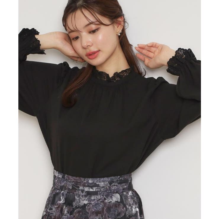 ブラック(019) | 【2WAY・ハレの日・通勤】エンブロレースブラウス | Couture brooch