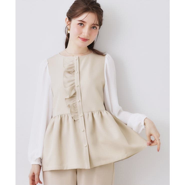 フロントフリルドッキングペプラムブラウス | Couture brooch | 詳細画像2 