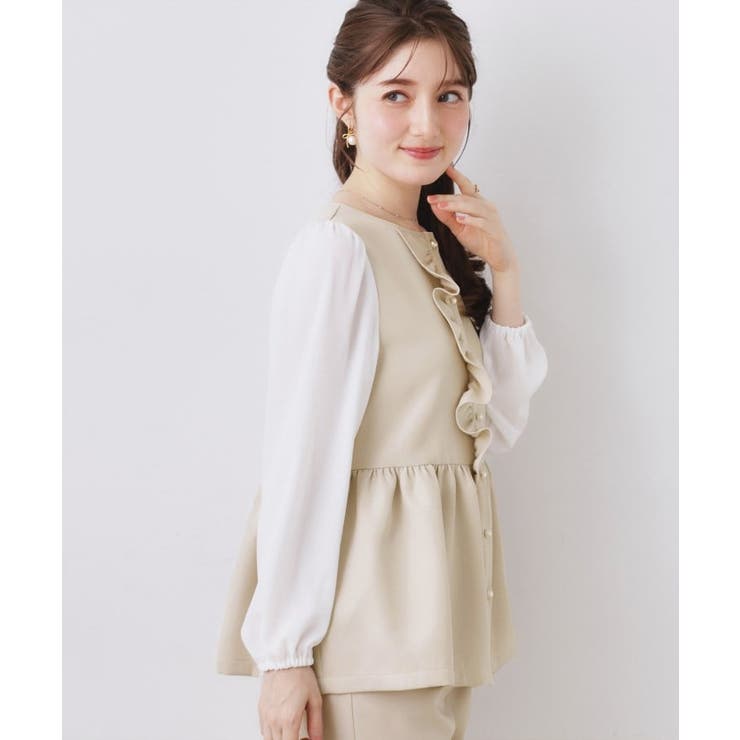 フロントフリルドッキングペプラムブラウス | Couture brooch | 詳細画像3 