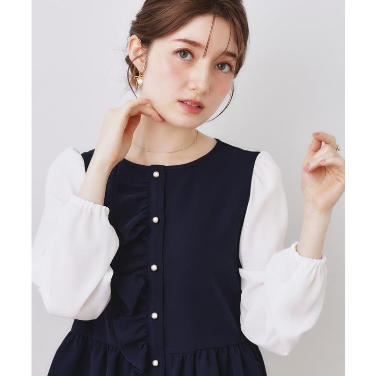 フロントフリルドッキングペプラムブラウス | Couture brooch | 詳細画像8 