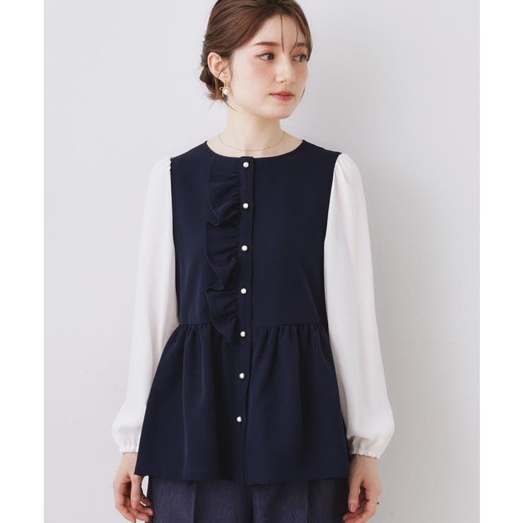 フロントフリルドッキングペプラムブラウス | Couture brooch | 詳細画像15 