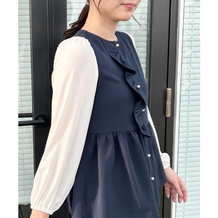 【ハレの日・通勤】フリルドッキング ペプラムブラウス | Couture brooch | 詳細画像24 