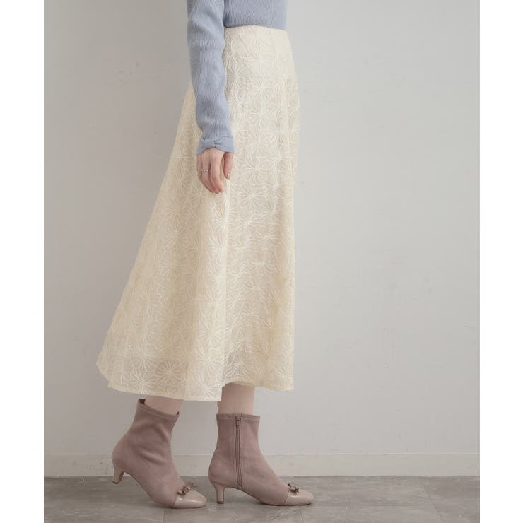 【洗える・着映え・通勤】フラワーエンブロスカート | Couture brooch | 詳細画像5 