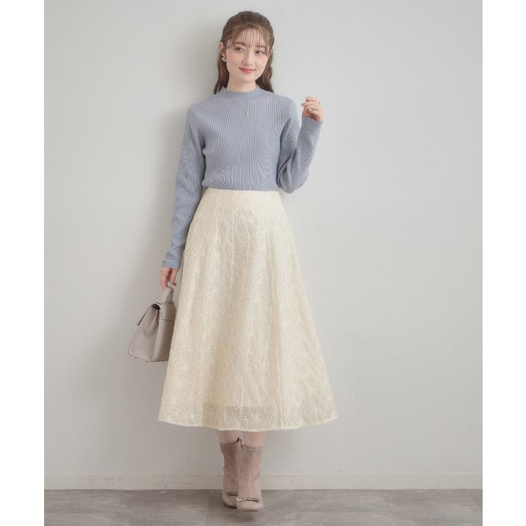 【洗える・着映え・通勤】フラワーエンブロスカート | Couture brooch | 詳細画像1 