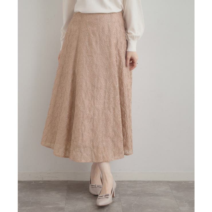 【洗える・着映え・通勤】フラワーエンブロスカート | Couture brooch | 詳細画像14 