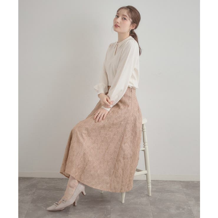 【洗える・着映え・通勤】フラワーエンブロスカート | Couture brooch | 詳細画像13 