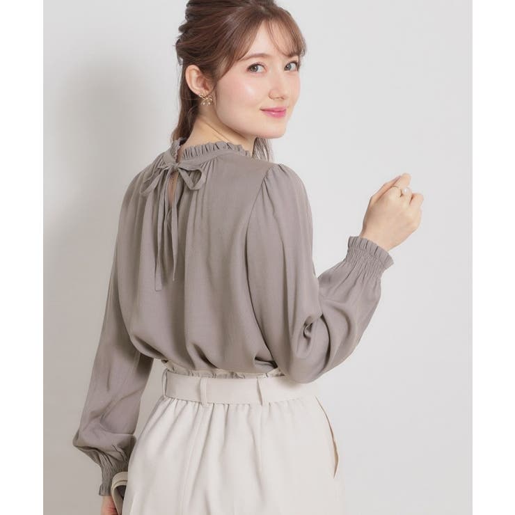 トープ(054) | 【前後2WAY・洗える】RTピケ リボン ブラウス | Couture brooch