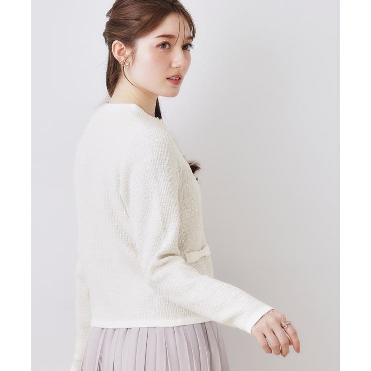 【ハレの日・通勤】ラメツイード ニットカーディガン | Couture brooch | 詳細画像8 