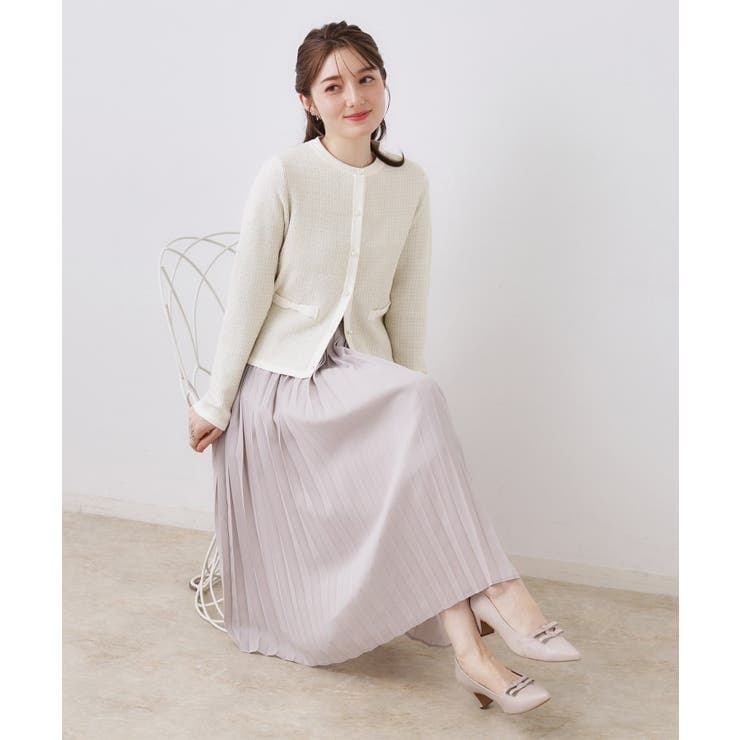 【ハレの日・通勤】ラメツイード ニットカーディガン | Couture brooch | 詳細画像5 