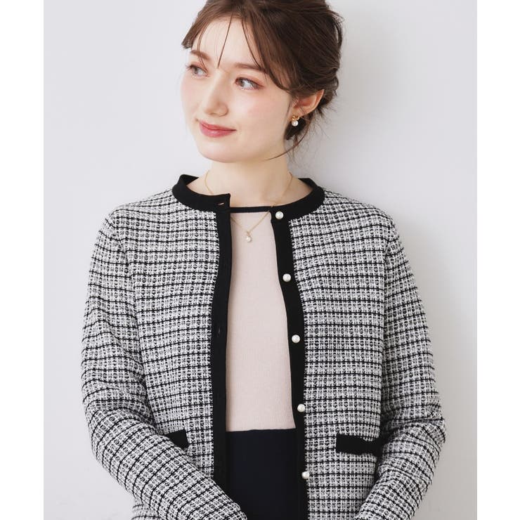 【ハレの日・通勤】ラメツイード ニットカーディガン | Couture brooch | 詳細画像18 