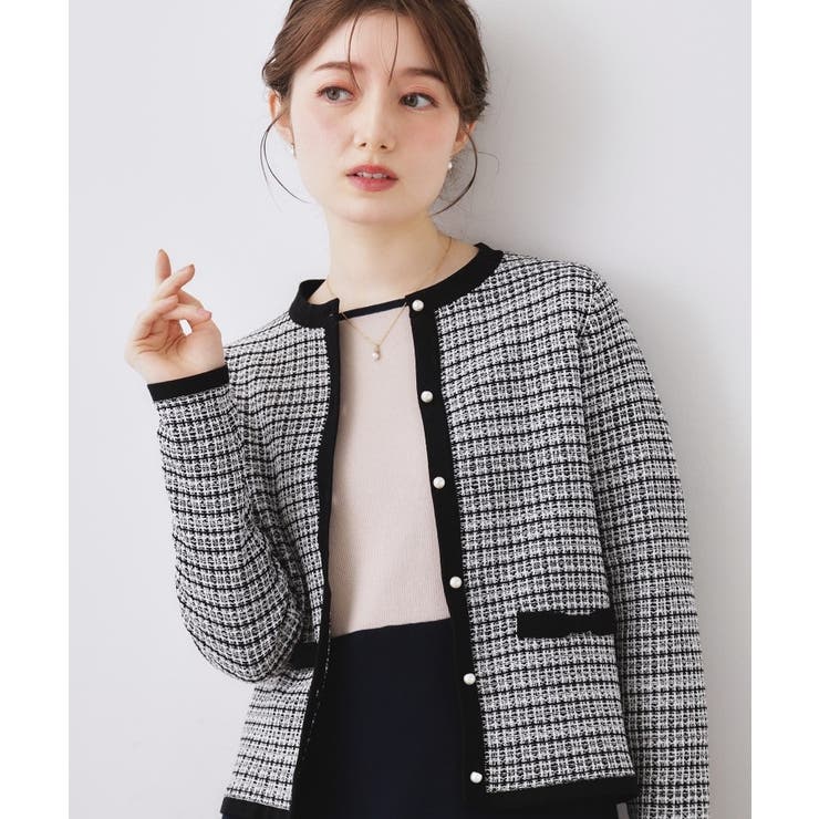 【ハレの日・通勤】ラメツイード ニットカーディガン | Couture brooch | 詳細画像17 