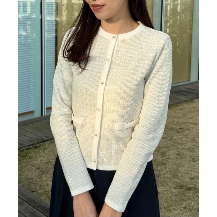 【ハレの日・通勤】ラメツイード ニットカーディガン | Couture brooch | 詳細画像12 