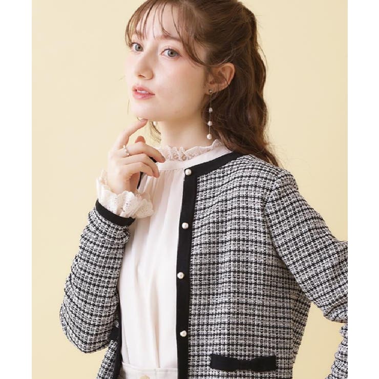 【ハレの日・通勤】ラメツイード ニットカーディガン | Couture brooch | 詳細画像26 