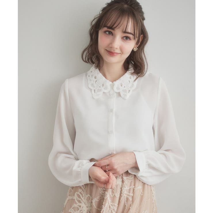 レース衿ジョーゼットブラウス | Couture brooch | 詳細画像2 