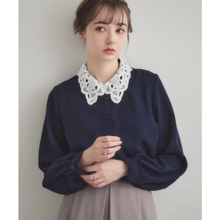 レース衿ジョーゼットブラウス | Couture brooch | 詳細画像8 