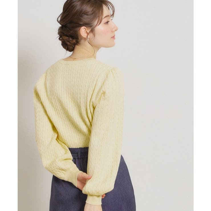 【洗える】リボンエンブロ細ケーブルニット | Couture brooch | 詳細画像11 