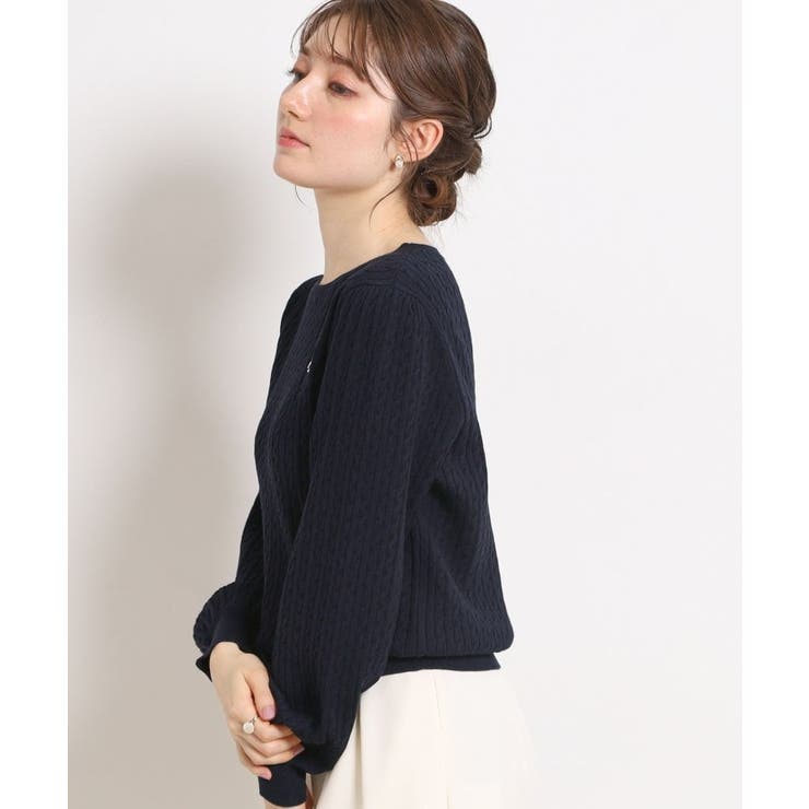 【洗える】リボンエンブロ細ケーブルニット | Couture brooch | 詳細画像19 