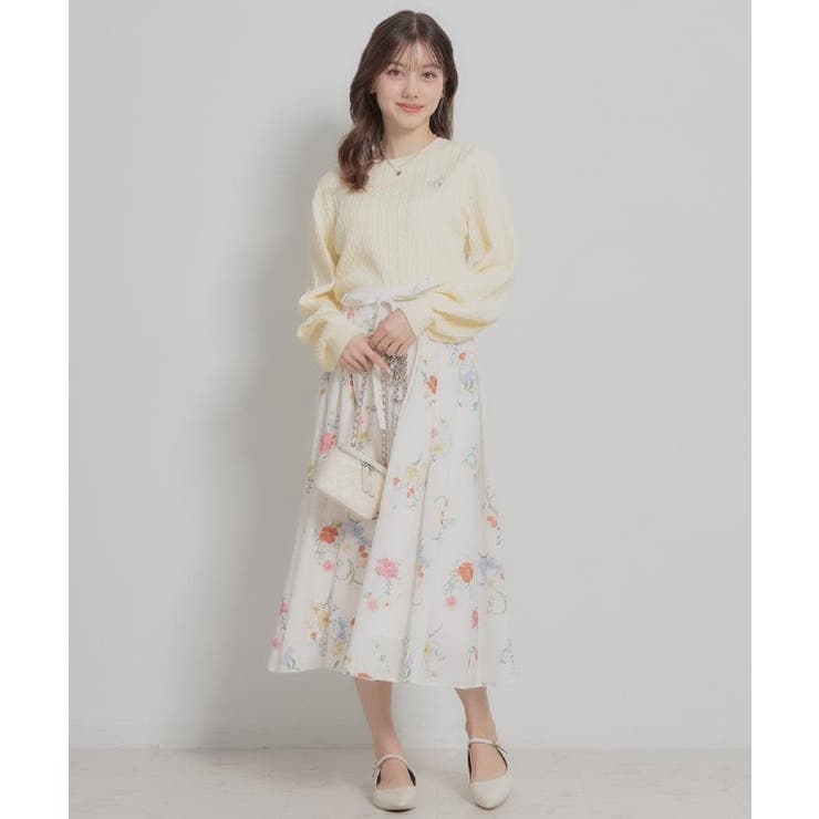 【洗える】リボンエンブロ細ケーブルニット | Couture brooch | 詳細画像13 