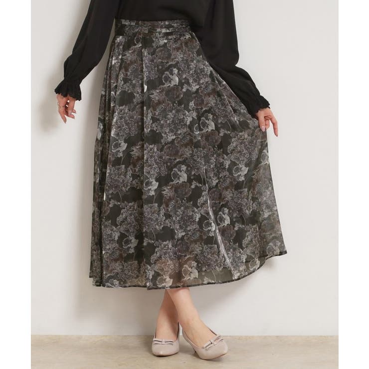 ブラック(119) | 【洗える・通勤】Springオーガンフルールスカート | Couture brooch