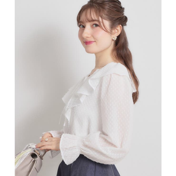 【着映え・洗える】ラメカットドビーフリルブラウス | Couture brooch | 詳細画像10 