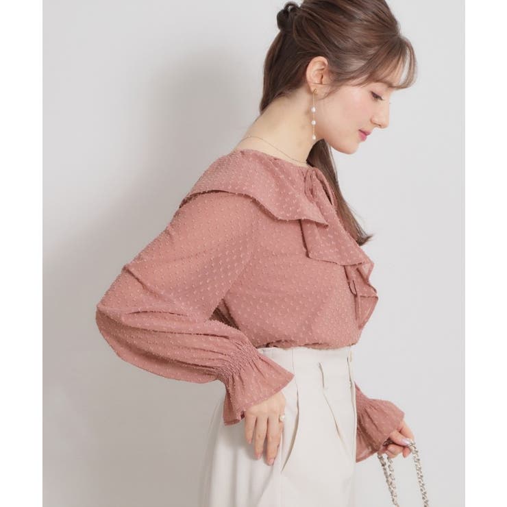 【着映え・洗える】ラメカットドビーフリルブラウス | Couture brooch | 詳細画像17 