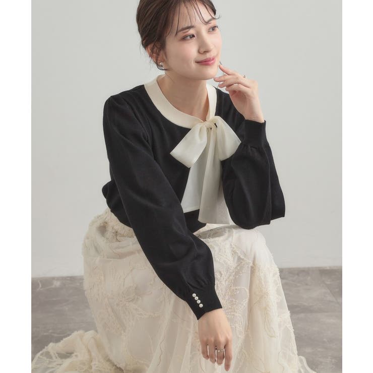 【洗える・着映え】オーガンジーリボンタイ ニット | Couture brooch | 詳細画像18 