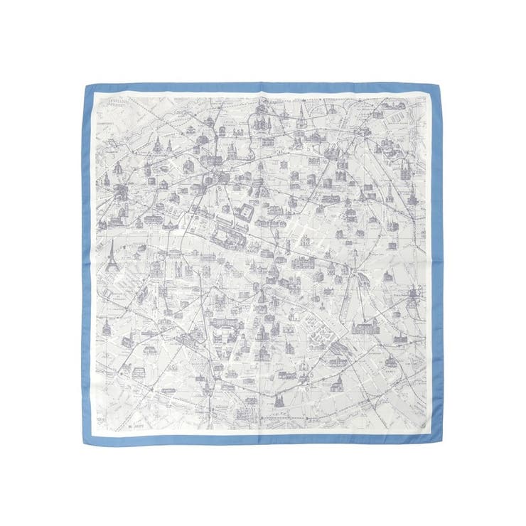 サックスブルー(090) | マップ柄スカーフ | Couture brooch