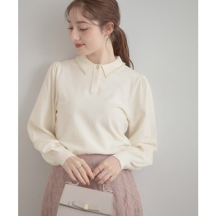 【洗える・着映え】パール調衿ニット | Couture brooch | 詳細画像3 