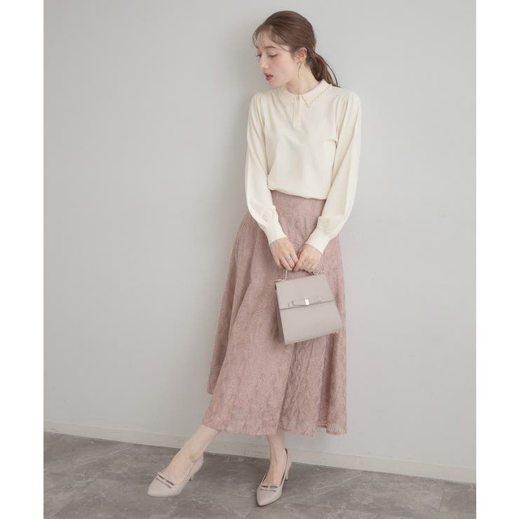 【洗える・着映え】パール調衿ニット | Couture brooch | 詳細画像1 