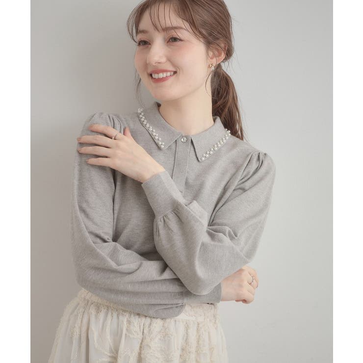 【洗える・着映え】パール調衿ニット | Couture brooch | 詳細画像18 