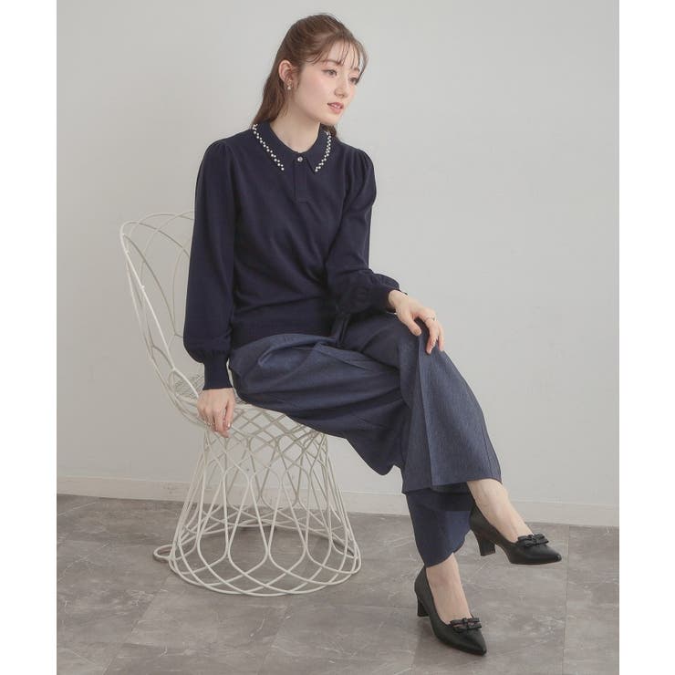 【洗える・着映え】パール調衿ニット | Couture brooch | 詳細画像30 